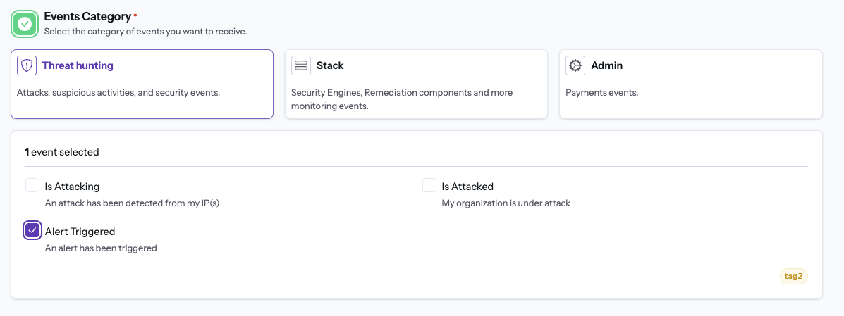 CrowdSec Notification Rule Events Selection