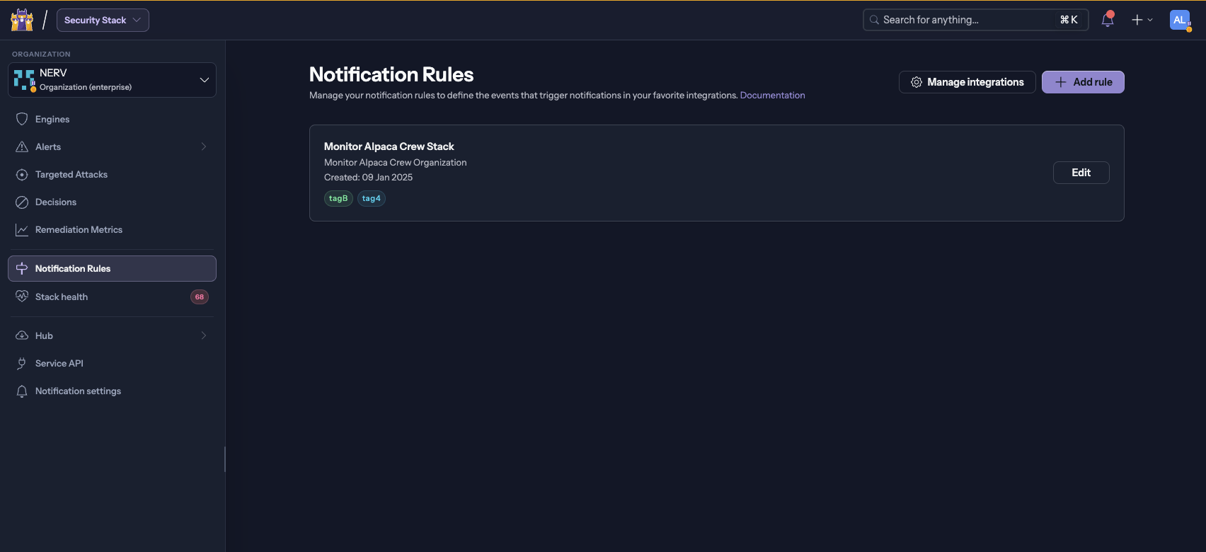 CrowdSec Notification Rule