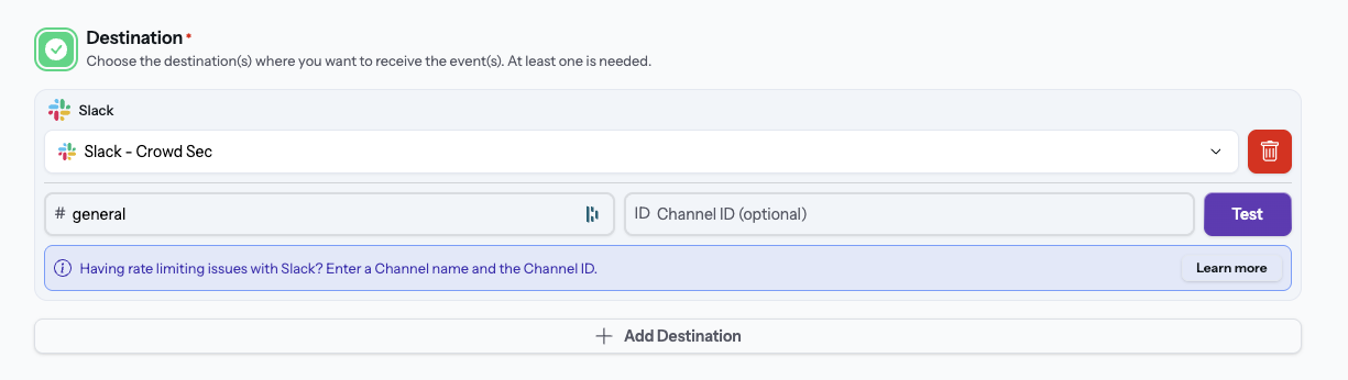 CrowdSec Notification Rule Destination Selection