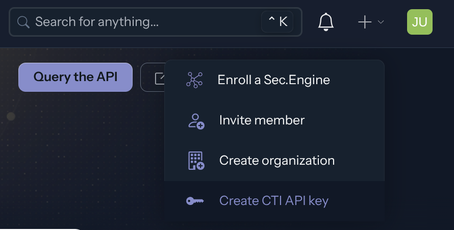 CrowdSec Create API Key Dropdown