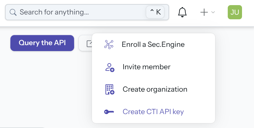 CrowdSec Create API Key Dropdown